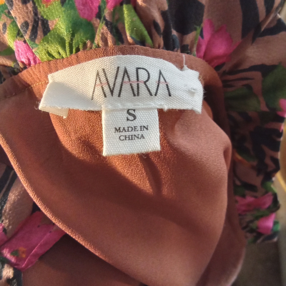 AVARA Floral Animal-Print Midi Dress with Tie Waist - Pink & Yellow - Picture 4 of 4